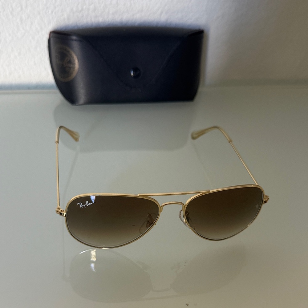 Ray-Ban Aviator Gold Frame Sunglasses with Brown Lenses - Picture 2 of 6